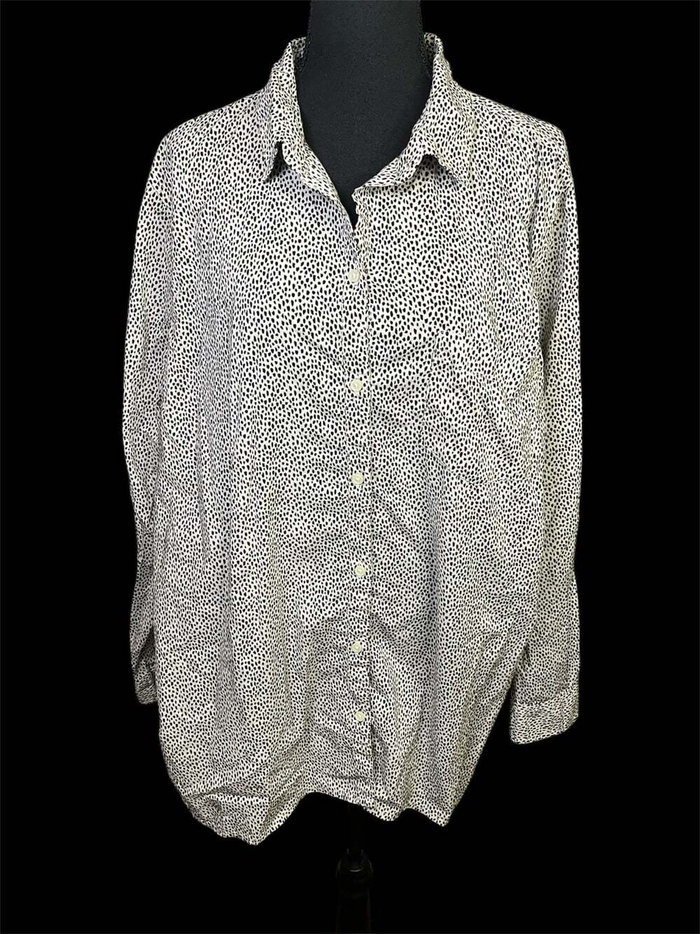 Old Navy Animal Print Tunic Button Down Blouse Top Plus Sz XXL Workwear Collar